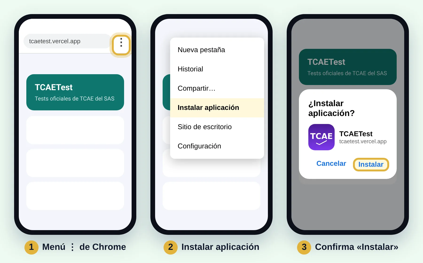 Chrome, menú, Instalar aplicación