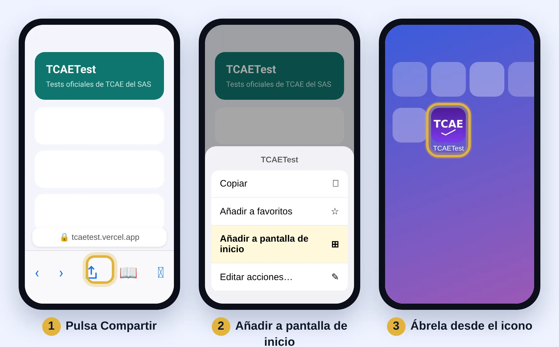 Safari, botón Compartir, Añadir a pantalla de inicio