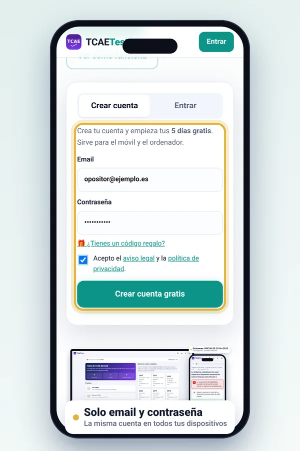 Pantalla de registro