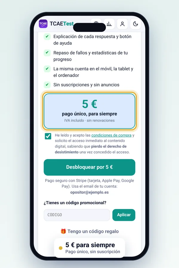 Pantalla de desbloqueo por 5 euros